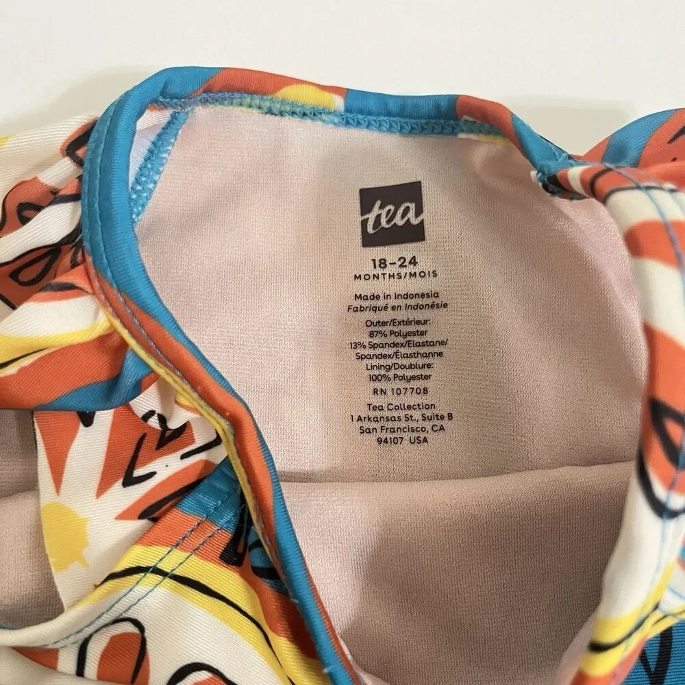Tea Collection Oranges Fruit Print One-Piece Baby Swimsuit Girls SZ 18-24 Months